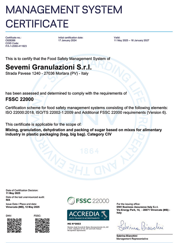 Certificato ISO 22000