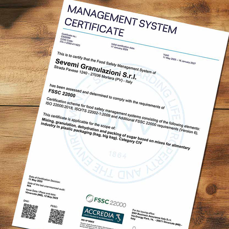 Certificato ISO 22000
